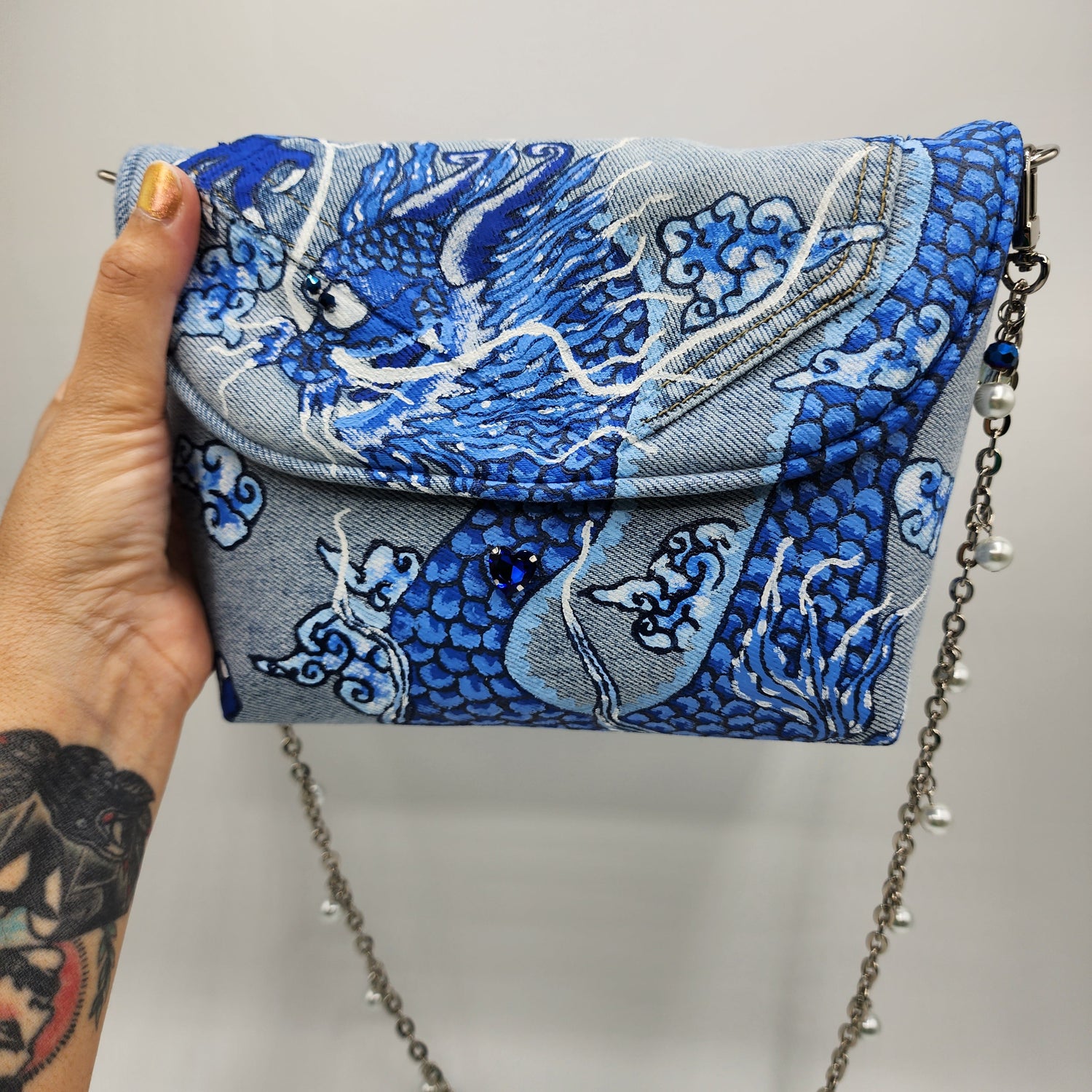 Blue Dragon Jean Shoulder Bag - NOHBI
