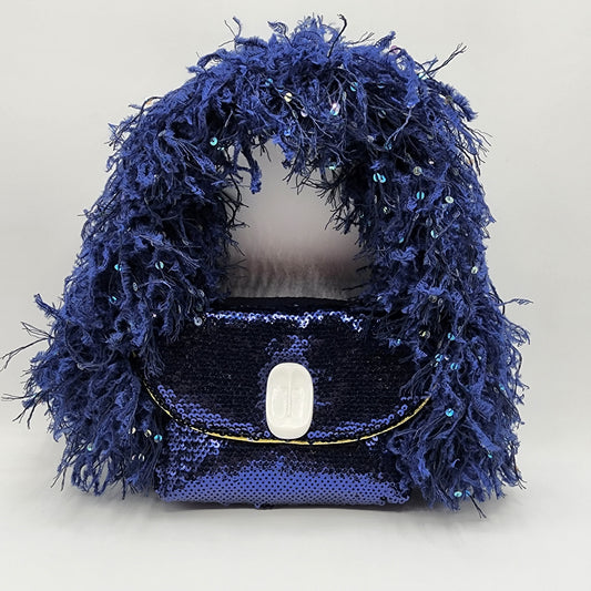 Dark Blue Fluffy Handbag - NOHBI
