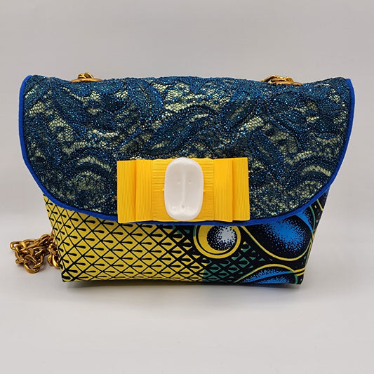 Shiny Blue & Yellow Shoulder Bag - NOHBI