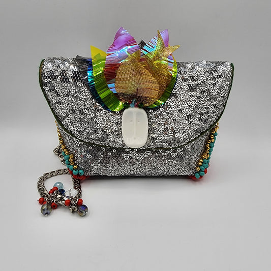 Shiny Silver & Rainbow Handbag - NOHBI