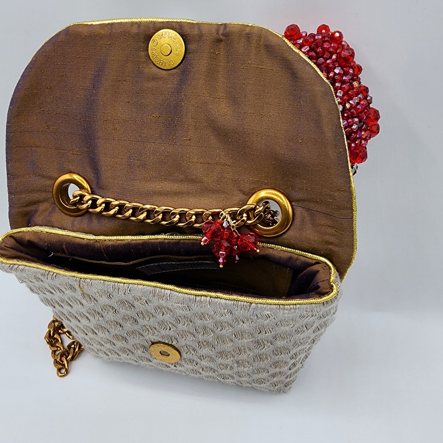 Beige & Red Heart Handbag - NOHBI