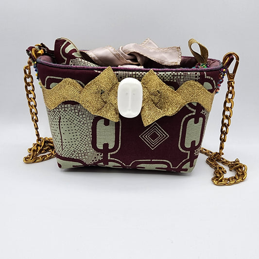 Burgundy & Grey Shoulder Bag - NOHBI