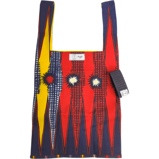 Mini Foldable Bag - Red Yellow & Dark Blue - NOHBI
