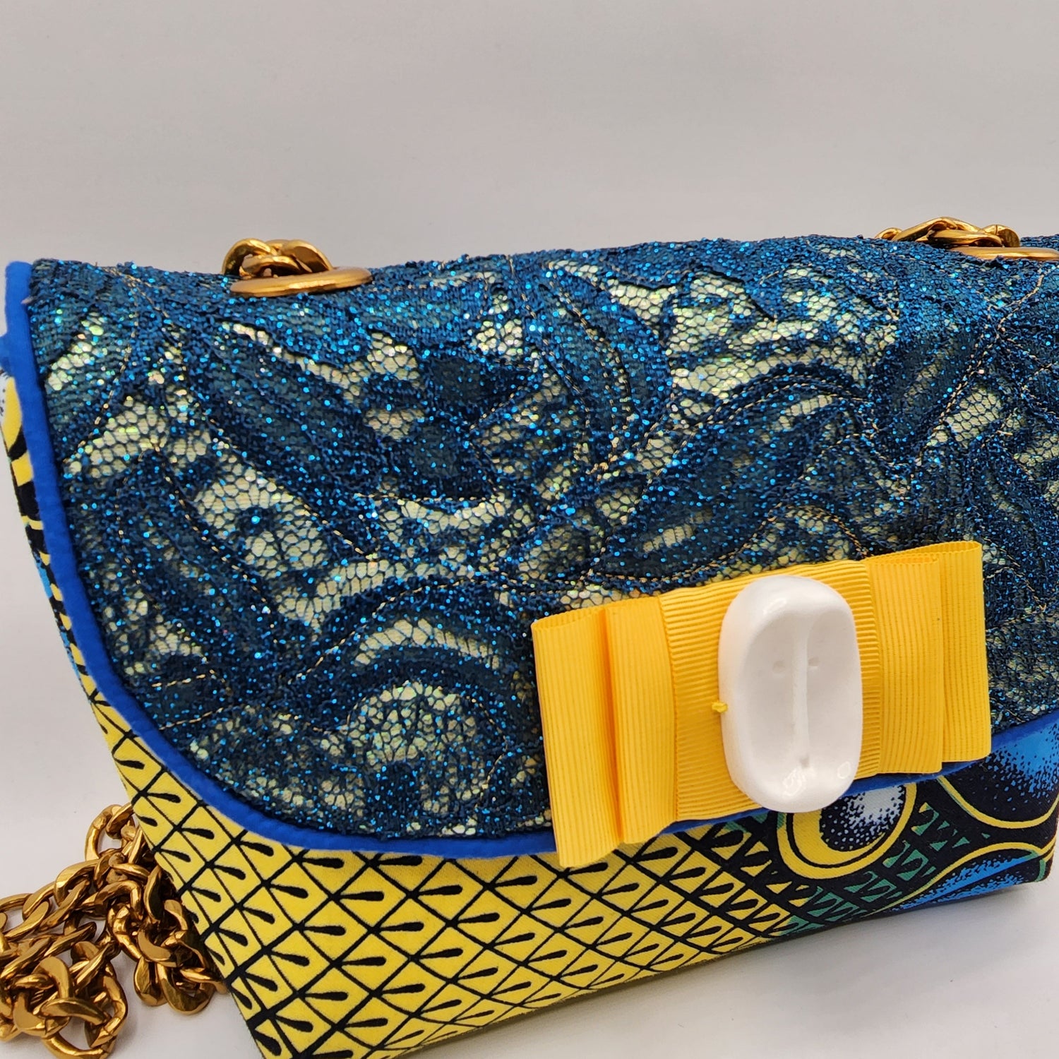 Shiny Blue & Yellow Shoulder Bag - NOHBI