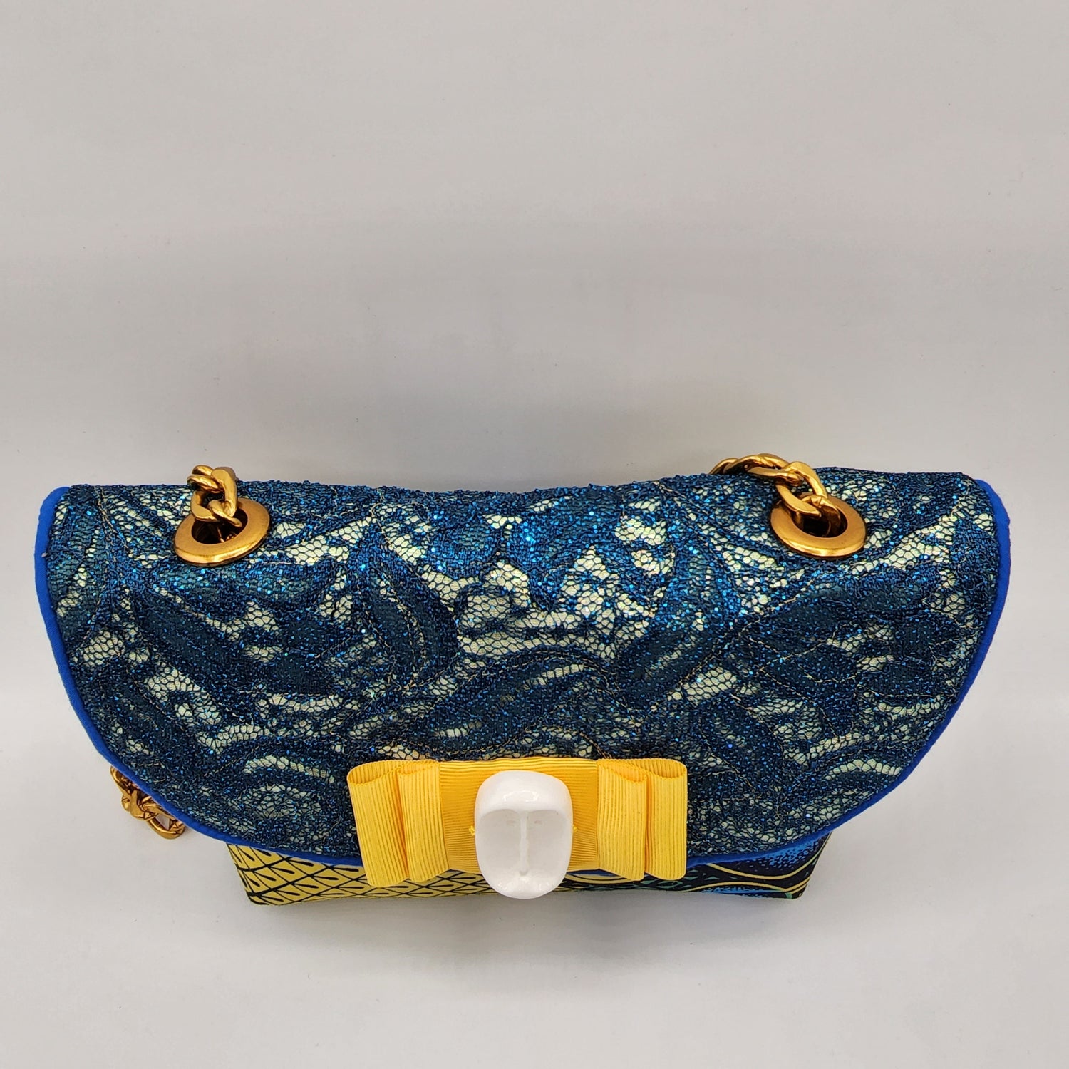 Shiny Blue & Yellow Shoulder Bag - NOHBI