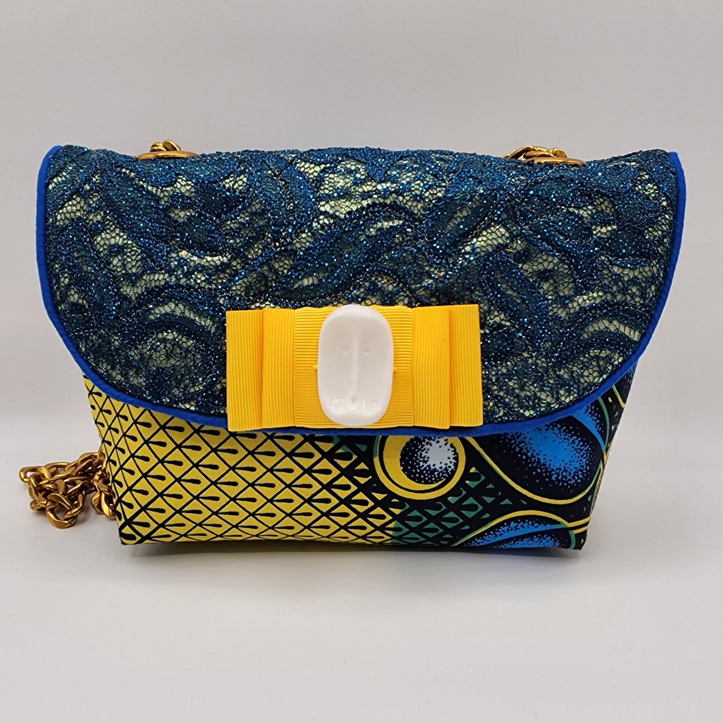 Shiny Blue & Yellow Shoulder Bag - NOHBI