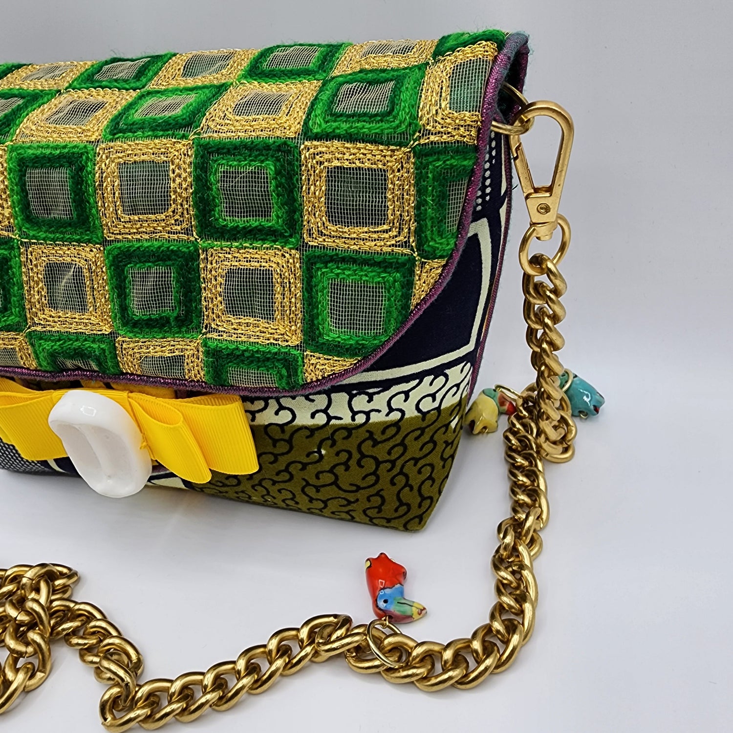 Shiny Green & Yellow Shoulder Bag - NOHBI