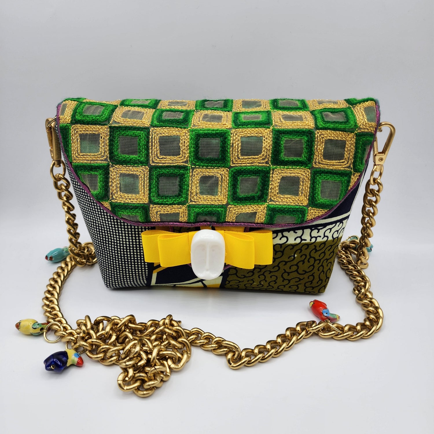 Shiny Green & Yellow Shoulder Bag - NOHBI