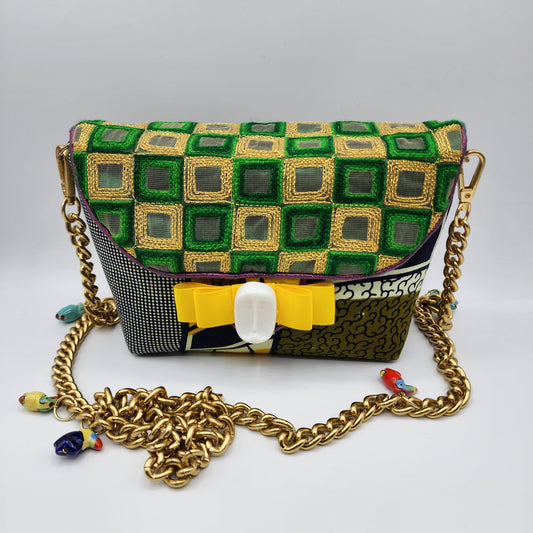 Shiny Green & Yellow Shoulder Bag - NOHBI