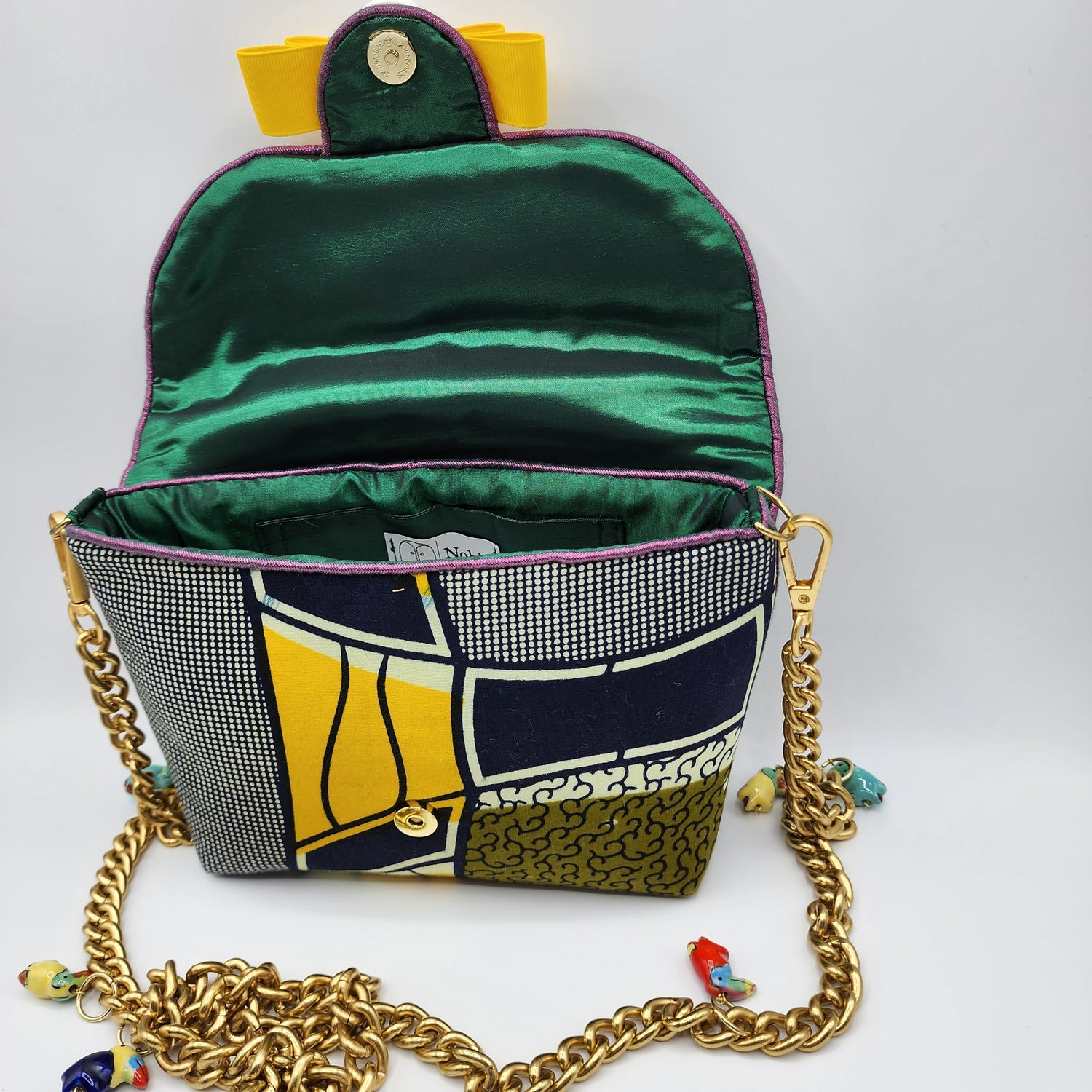 Shiny Green & Yellow Shoulder Bag - NOHBI