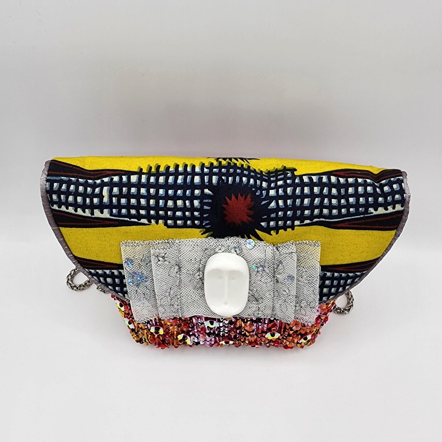 Shiny Orange & Dark Blue Handbag - NOHBI