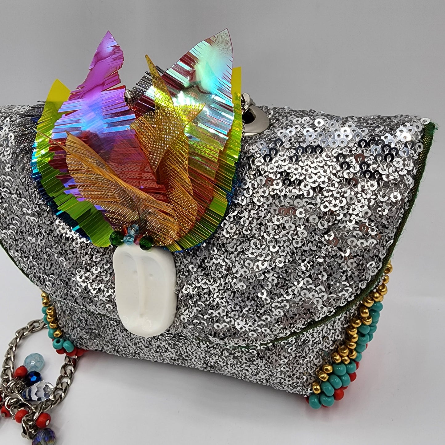 Shiny Silver & Rainbow Handbag - NOHBI